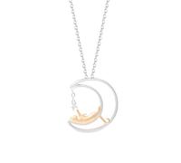 S.Leaf Collana per gatti Regali per gatti Donne Amanti Gatto Regali commemorativi per la perdita di gatto Gioielli per gatti Regali per signora Gatto Argento Sterling Cat Luna Collana, Small, Argento