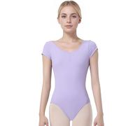 s.lemon Body Danza Classica Adulti, Scollo a V Manica Corta Body per Danza 9277 Viola 160