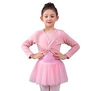 s.lemon Maglioni di Balletto di Danza Cardigan Manica Lunga per Ragazze Bambine (Rosa, XXXL/Altezza del Corpo: 145-155 cm)