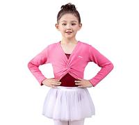 s.lemon Maglioni di Balletto di Danza Cardigan Manica Lunga per Ragazze Bambine (Rosso, XXL/Altezza del Corpo: 135-145 cm)