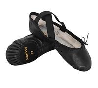 s.lemon Pelle Scarpette da Danza Classica Diviso Suola Ginnastica Ballo Scarpe Mezzepunte Nero 37