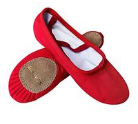 s.lemon Scarpette da Danza Classica,Tela Ballerina Scarpe da Ginnastica Ballo Pantofole per Bambina e Adulti Rosso 37