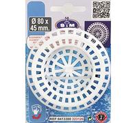 S&M 323126 S&M Grande griglia di plastica per scarico lavello da cucina e/o bagno finito, Ø80 x 45 mm, bianco