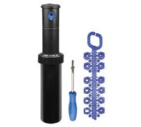 S&M 590184 - Irrigatore a lungo raggio di turbina regolabile 25° - 360° | con set di 12 ugelli e chiave regolatrice | Portata fino a 14,4 metri | Altezza stelo pop-up 12,5 cm
