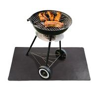 S&M 650017 - Tappeto nero protettivo per barbecue, camino e stufa 1,2 m x 1 m | Protegge il pavimento da grasso, cenere e sporco | Resistente e adatto all'esterno | 5 anni di garanzia