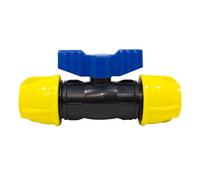 S&M 738012 - Chiave a Sfera con ugelli Uguali di Ø 25 mm | Puntale in polietilene di Colore Giallo e Nero | Collegamento con valvola di Apertura e Chiusura per Tubi di irrigazione da 25 mm, Adatto ad