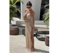 S M L Trasparente Maglia Schiena Scoperta Allacciate Split Aderente Mare Vestito