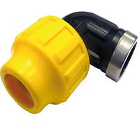 'S & M Raccordo - Gomito Filettatura Femmina, Inox, 25 mm x 1/2, Colore: Nero/Giallo
