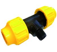 'S & M Raccordo - Te filettato Maschio, 25 x 1/2, Colore: Nero/Giallo