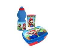 s m Super Mario Set merenda Bicchiere + Borraccia + Portamerenda Accessori Asilo