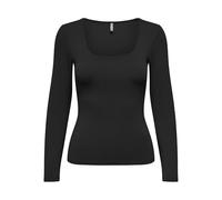 S Maglietta da Donna Onlea L/S Deep Neck Top Jrs a Maniche Lunghe, Nero, XS