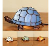 's Night Light,Tortoise/Turtle Lamp Bedside Table Lamp, Stained Glass Accent Desk Lamp, Gifts,E27,Blue