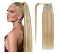 S-noilite Coda di Cavallo Veri Extension, 90g Coda di Cavallo Ponytail con Avvolgente, Invisibile Lisci e Lunghi per Ponytail di con Capelli Umani, 50CM Biondo Sporco Misto Biondo Candido #18RP613R