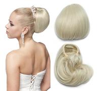 S-noilite coulisse capelli estensioni bun, breve coda di cavallo sintetico pettine clip in Updo Hairpiece capelli finti, 15 CM dritto Hepburn Scrunchies bun pezzo di capelli,Biondo candido