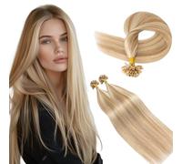 S-noilite Extension Capelli Veri Cheratina, 25 Pezzo 25g Extension Cheratina Capelli Veri, Umani Keratin Human Hair Extensions, Invisibili U-Tip Capello Umani, 50CM Marrone Oro Mix Biondo Chiarissimo