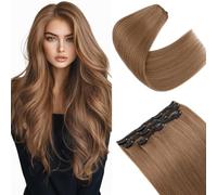 S-noilite Extension Capelli Veri Clip, 3 Pezzi 11 Clips Extensions Capello Veri, 100% Vergine Extension di Capelli Umani, 66g Un Pezzo Naturali Extensions Capello Umani, 35CM Marrone Chiaro #6