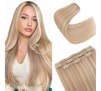 S-noilite Extension Capelli Veri Clip, 3 Pezzi 11 Clips Extensions Capello Veri, 100% Vergine Extension di Capelli Umani, 60g Un Pezzo Extensions Capello Umani, 30CM Cammello/Oro Chiaro #18P613