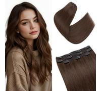 S-noilite Extension Capelli Veri Clip, 3 Pezzi 11 Clips Extensions Capello Veri, 100% Vergine Extension di Capelli Umani, 66g Un Pezzo Naturali Extensions Capello Umani, 35CM Marrone Scuro #2R
