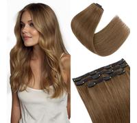 S-noilite Extension Capelli Veri Clip, 3 Pezzi 11 Clips Extensions Capello Veri, 100% Vergine Extension di Capelli Umani, 73g Un Pezzo Naturali Extensions Capello Umani, 40CM Marrone Freddo #4