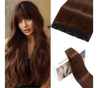 S-noilite Extension Capelli Veri Clip One Piece Naturali Extension Capelli Umani, 5 Clips, 55cm 55g Marrone Cioccolato #4