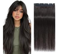 S-noilite Extension Capelli Veri Clip, One Piece Naturali Extension Capelli Veri, Estensioni Dei Capello Umani Clip, 5 Clips Hair Extensions, 40cm 45g Nero Naturale Estensione per Capello Umani #1B
