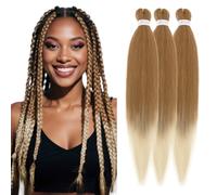 S-noilite Long EZ Braids Pre-Stretched Easy Braiding Hair Extensions Crochet Box Twist Braids Ombre Yaki Capelli Sintetici Impostazione Acqua Calda, 66cm 3pcs,