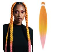S-noilite Long EZ Braids Pre-Stretched Easy Braiding Hair Extensions per Crochet Box Twist Braids Ombre Yaki Capelli Sintetici Impostazione Acqua Calda, 66 cm 1 Pack 90g,