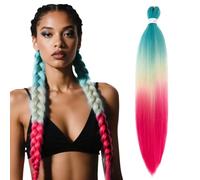 S-noilite Long EZ Braids Pre-Stretched Easy Braiding Hair Extensions per Crochet Box Twist Braids Ombre Yaki Capelli Sintetici Impostazione Acqua Calda, 66 cm 1 Pack 90g,
