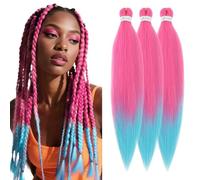S-noilite Long EZ Braids Pre-Stretched Easy Braiding Hair Extensions per Crochet Box Twist Braids Ombre Yaki Capelli Sintetici Impostazione Acqua Calda, 66 cm 3 Pack 270g,