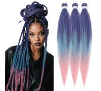 S-noilite Long EZ Braids Pre-Stretched Easy Braiding Hair Extensions per Crochet Box Twist Braids Ombre Yaki Capelli Sintetici Impostazione Acqua Calda, 66 cm 3 Pack 270g,