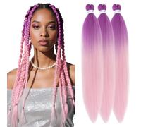 S-noilite Long EZ Braids Pre-Stretched Easy Braiding Hair Extensions per Crochet Box Twist Braids Ombre Yaki Capelli Sintetici Impostazione Acqua Calda, 66 cm 3 Pack 270g,