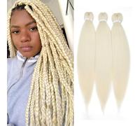 S-noilite Long EZ Braids Pre-Stretched Easy Braiding Hair Extensions per Crochet Box Twist Braids Ombre Yaki Capelli Sintetici Impostazione Acqua Calda, 66 cm 3 Pack 270g,Biondo decolorato
