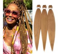 S-noilite Long EZ Braids Pre-Stretched Easy Braiding Hair Extensions per Crochet Box Twist Braids Ombre Yaki Capelli Sintetici Impostazione Acqua Calda, 66 cm 3 Pack 270g,Castano caffè