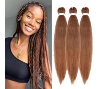 S-noilite Long EZ Braids Pre-Stretched Easy Braiding Hair Extensions per Crochet Box Twist Braids Ombre Yaki Capelli Sintetici Impostazione Acqua Calda, 66 cm 3 Pack 270g,Castano ramato chiaro