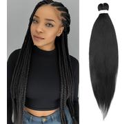 S-noilite Long EZ Braids Pre-Stretched Easy Braiding Hair Extensions per Crochet Box Twist Braids Ombre Yaki Capelli Sintetici Impostazione Acqua Calda, 66 cm 1 Pack 90g,Nero corvino