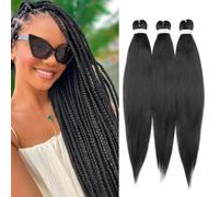 S-noilite Long EZ Braids Pre-Stretched Easy Braiding Hair Extensions per Crochet Box Twist Braids Ombre Yaki Capelli Sintetici Impostazione Acqua Calda, 66 cm 3 Pack 270g,Nero corvino