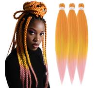 S-noilite Long EZ Braids Pre-Stretched Easy Braiding Hair Extensions per Crochet Box Twist Braids Ombre Yaki Capelli Sintetici Impostazione Acqua Calda, 66 cm 3 Pack 270g,