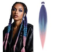 S-noilite Long EZ Braids Pre-Stretched Easy Braiding Hair Extensions per Crochet Box Twist Braids Ombre Yaki Capelli Sintetici Impostazione Acqua Calda, 66 cm 1 Pack 90g,