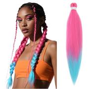 S-noilite Long EZ Braids Pre-Stretched Easy Braiding Hair Extensions per Crochet Box Twist Braids Ombre Yaki Capelli Sintetici Impostazione Acqua Calda, 66 cm 1 Pack 90g,