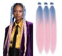 S-noilite Long EZ Braids Pre-Stretched Easy Braiding Hair Extensions per Crochet Box Twist Braids Ombre Yaki Capelli Sintetici Impostazione Acqua Calda, 66 cm 3 Pack 270g,