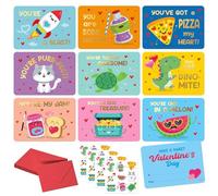 S&O, 36 divertenti biglietti di San Valentino per bambini, scuola, San Valentino, con buste per bambini, adesivi per biglietti di auguri, biglietti double-face per ragazzi e ragazze, 8,9 x 12,7 cm