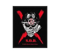 ドラッグトレイン S.O.D. Storm Troopers of Death - Toppa ricamata da cucire punk, 10,2 x 7,9 cm, colore: Nero