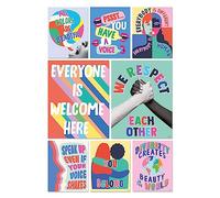 S&O - Set di 8 poster diversity per apprendimento dello spazio, stampe e decorazioni inclusive, design per consulente scolastico, ufficio, cartello con scritta "Everyone is Welcome Here", decorazione