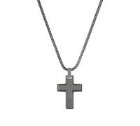 s.Oliver 2040627 - Collana da uomo con ciondolo a forma di croce, in acciaio inox, 55 + 5 cm, in confezione regalo, colore: Grigio