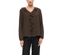 s.Oliver Bernd freie GmbH & co. kg/s.Oliver 2183124 - Camicia da Donna a Maniche Lunghe con Balze, Marrone, 44