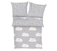 s.Oliver biancheria da letto nuvola e stelle 135x200 cm - biancheria da letto per bambini grigio 100% cotone, set biancheria da letto copripiumino 135x200cm e federa 80x80cm, chiusura con zip