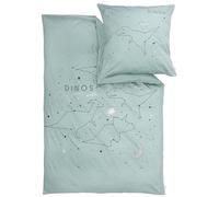 s.Oliver Biancheria da letto per bambini Dino, 135 x 200 cm, 100% cotone, pratica chiusura lampo e lavabile in lavatrice, biancheria da letto per bambini, motivo: dinosauri e stelle, 2 pezzi, menta