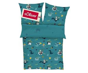 s.Oliver Biancheria da letto Ritter 135 x 200 cm - Biancheria da letto per bambini, 100% cotone macosatinato, set da 2 pezzi di biancheria da letto 135 x 200 cm e federa 80 x 80 cm, chiusura lampo