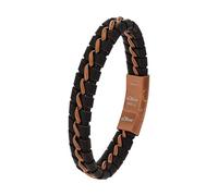 s.Oliver Bracciale Bracciale da Uomo in pelle di Acciaio Inossidabile, 20+1,5 cm, nero, fornito in confezione regalo di gioielleria, 2037990