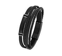 s.Oliver Bracciale da braccio da Uomo in pelle e Acciaio Inossidabile, 20+1,5 cm, bicolore, in confezione regalo